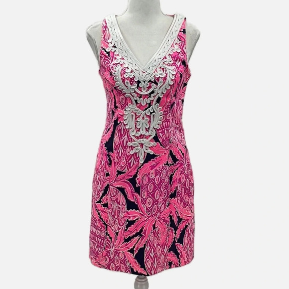 Lilly Pulitzer Gabby Shift Dress in Bright Navy Coco Safari - NWOT - Size 00 - Picture 2 of 7